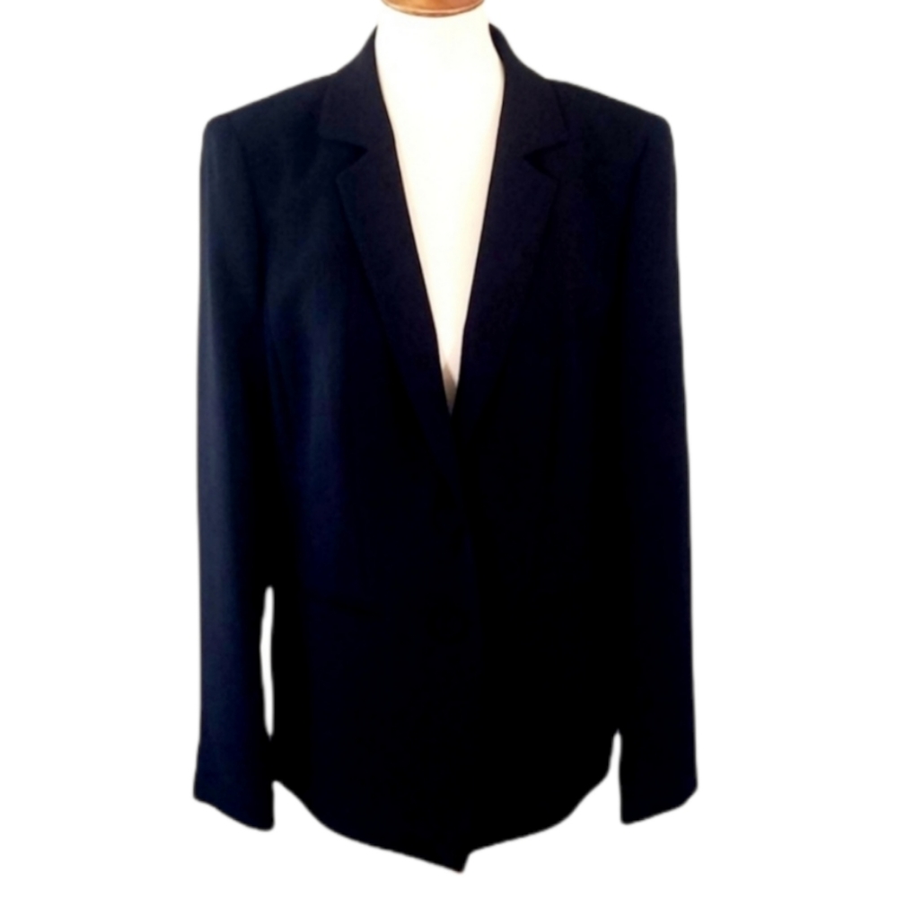 NWT Lafayette 148 Classic Black 2 Button Crepe Blazer 14 - Picture 3 of 9